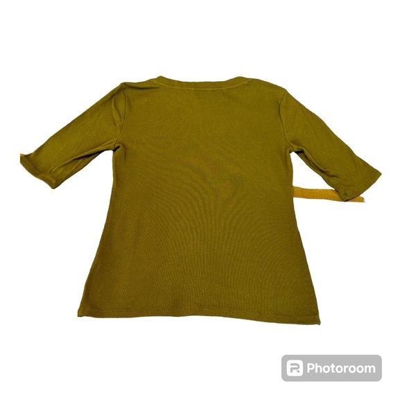 Army Green Scoop Neck Ribbed Tee Size M - Picture 2 of 8